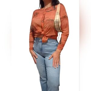 Chico's Orange Button-Up Blouse